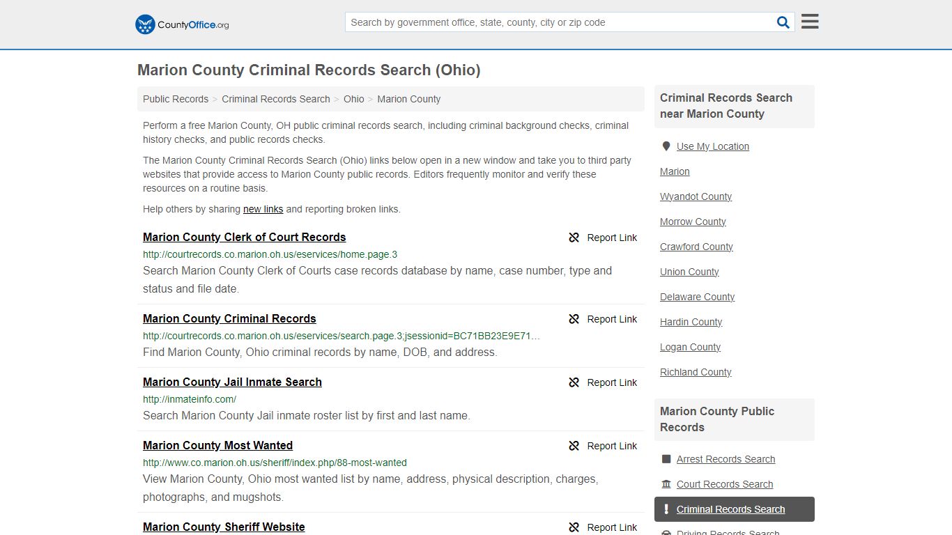 Marion County Criminal Records Search (Ohio) - countyoffice.org
